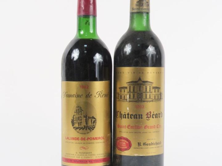 2 BOUTEILLES de 1982 : 1 CHÂTEAU BEARD ST EMILION GC LB / 1 DOMAINE DE