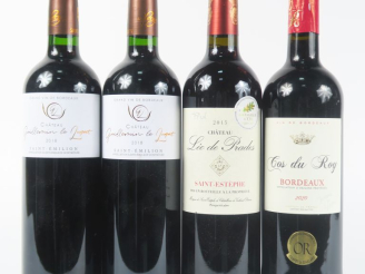 Vente aux enchères 4 BOUTEILLES : 2 CHÂTEAU GUILLEMIN LE LUGAT ST EMILION 2018 - 1 CHÂTEA
