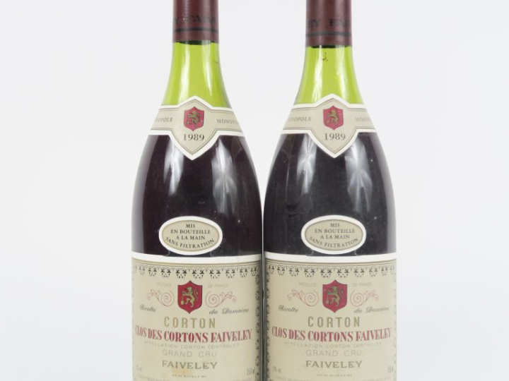 2 BOUTEILLES CORTON GC 'CLOS DES CORTONS' FAIVELEY - 1989 - 4,5 CM