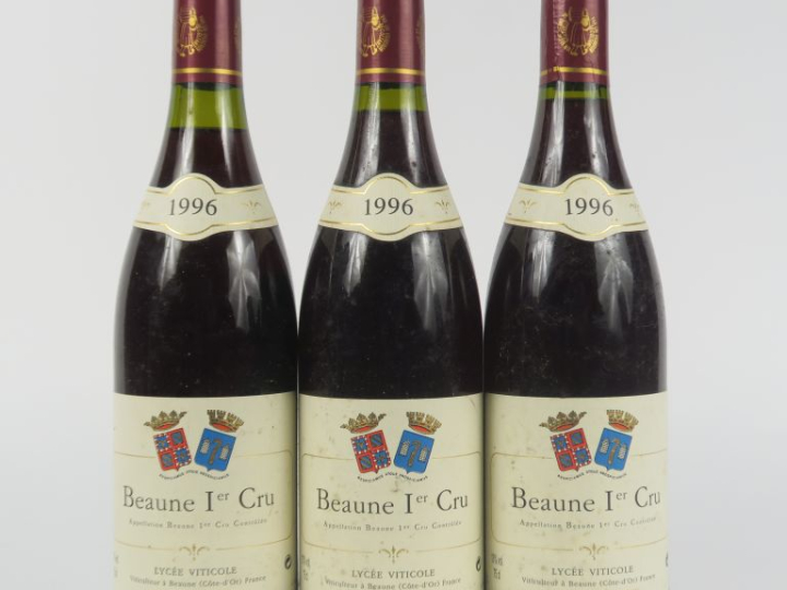 3 BOUTEILLES BEAUNE 1er CRU LYCÉE VITICOLE - 1996