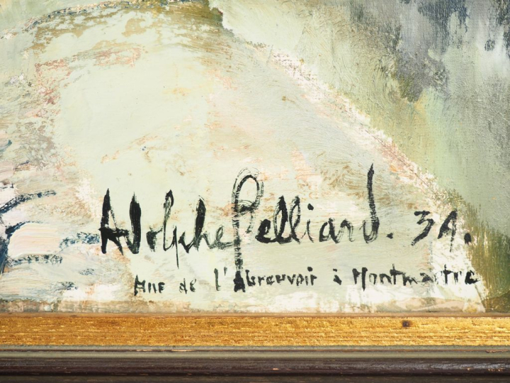 Adolphe BELLIARD. "Abreuvoir à Montmartre".  Huile sur toile, signée e