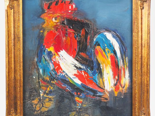 BOSCO. "Le coq". Huile sur toile, signée en bas à droite. Dim. 46 x 35