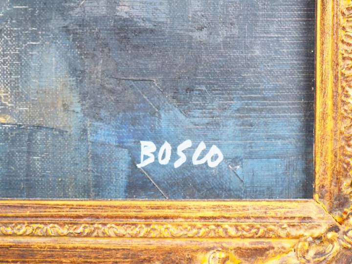 BOSCO. "Le coq". Huile sur toile, signée en bas à droite. Dim. 46 x 35