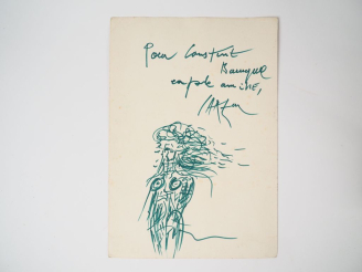 Vente aux enchères Jean CARZOU. "Portrait de femme nue". Dessin au feutre, dédicacé et si