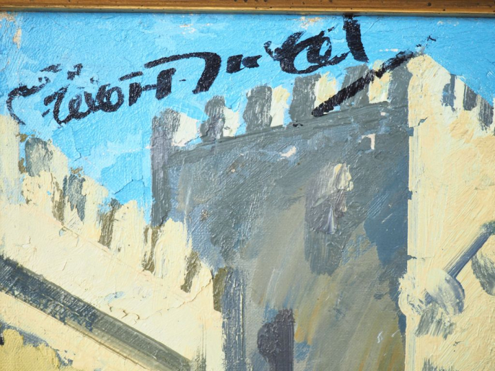 Raymond CRETOT-DUVAL. "Le souk en Afrique du Nord". Huile sur toile, c