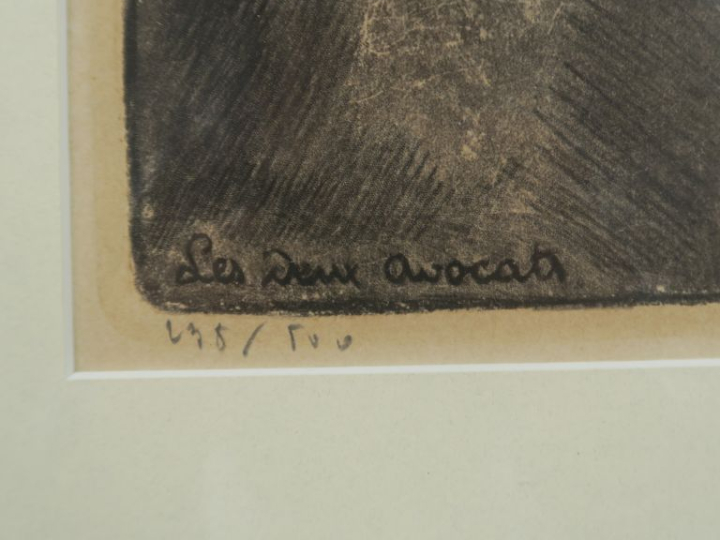 Honoré DAUMIER. "Les gens de justice, les deux avocats". Estampe, sign