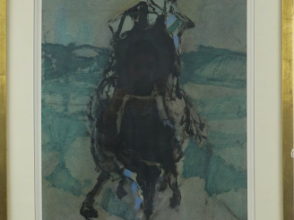Vente aux enchères DEFOSSEZ. "Le Jockey". Aquarelle, signée en bas à droite et datée 1965