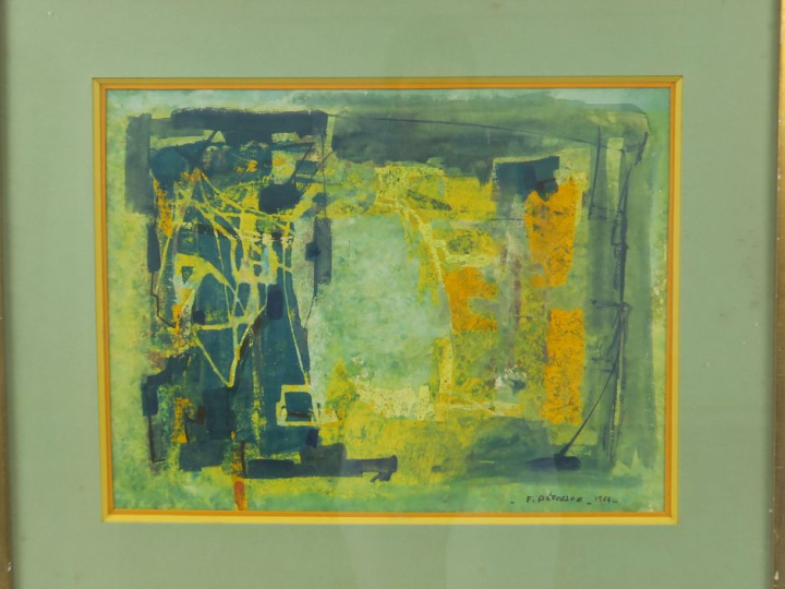 DEFOSSEZ. "composition abstraite".  Aquarelle, signée en bas à droite 