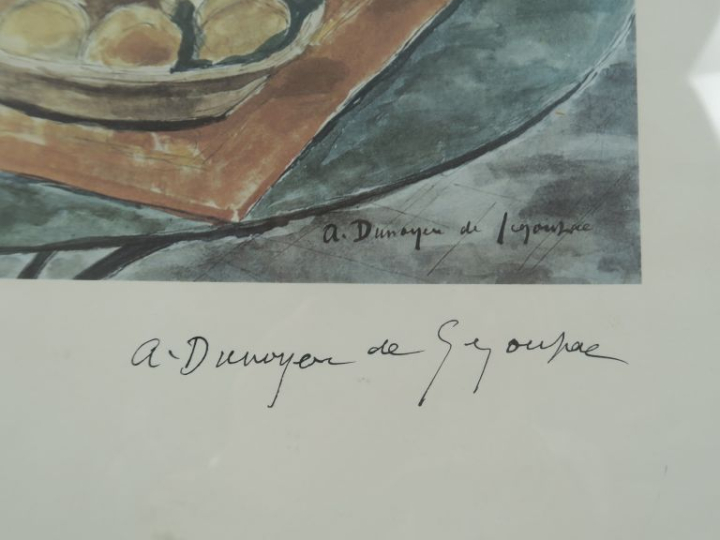 André DUNOYER de SEGONZAC. "table dressée". Lithographie, contresignée
