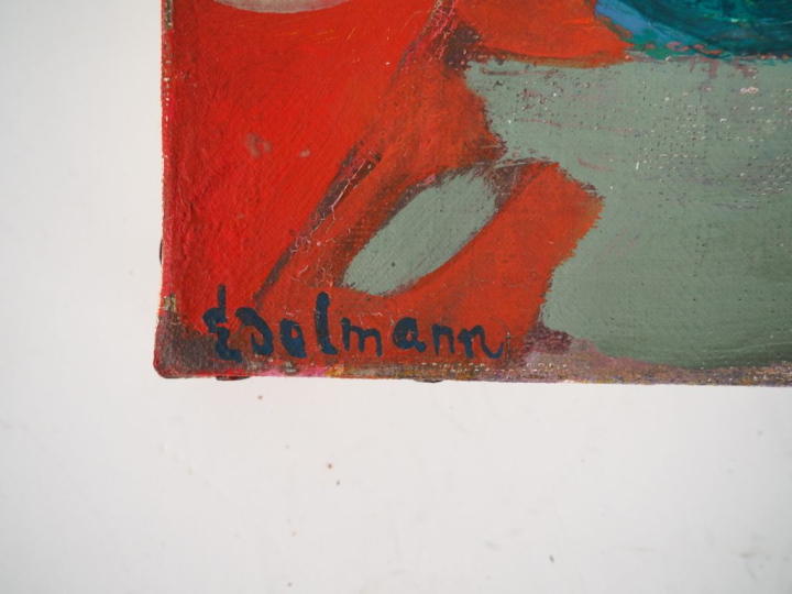 EDELMANN. "Paysage au sapin". Huile sur toile, signée en bas à gauche,