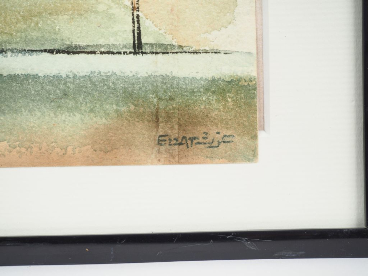 Ibrahim EZZAT. "Le café sous le pigeonnier à Alexandrie". Aquarelle, s