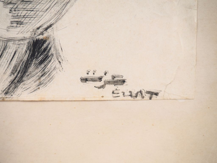 Ibrahim EZZAT. "Portrait de jeune homme". Dessin, signé en bas à droit