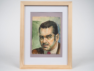 Vente aux enchères Ibrahim EZZAT. "Portrait d'homme". Aquarelle, signée en bas à droite e