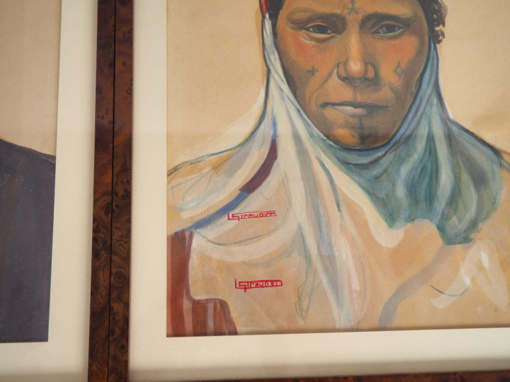 GIRAUD. "Portraits d'hommes d'Afrique du Nord". Paire de portraits en 