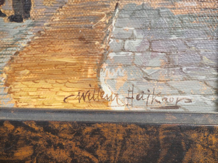 Willem HEIJKOOP. "Ville des Pays-bas". Huile sur toile, signée en bas 