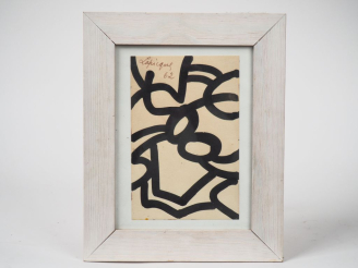 Vente aux enchères Charles LAPIQUE. "Composition". Encre signée en haut à gauche et datée