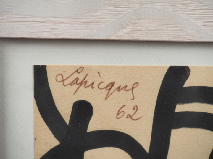 Charles LAPIQUE. "Composition". Encre signée en haut à gauche et datée