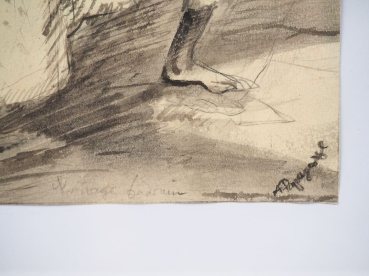 Aristide PAPAGEORGES. "Mariage arabe". Dessin, double face signé en ba