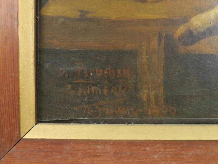 D. PERACHON. "Nature morte". Huile sur toile, signée en bas à gauche e