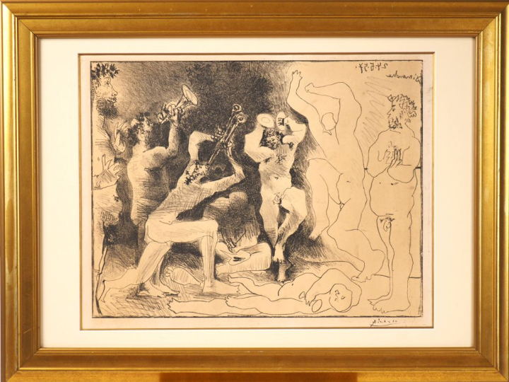 Pablo PICASSO. "la danse des faunes". 1957 Lithographie Mourlot 291. B