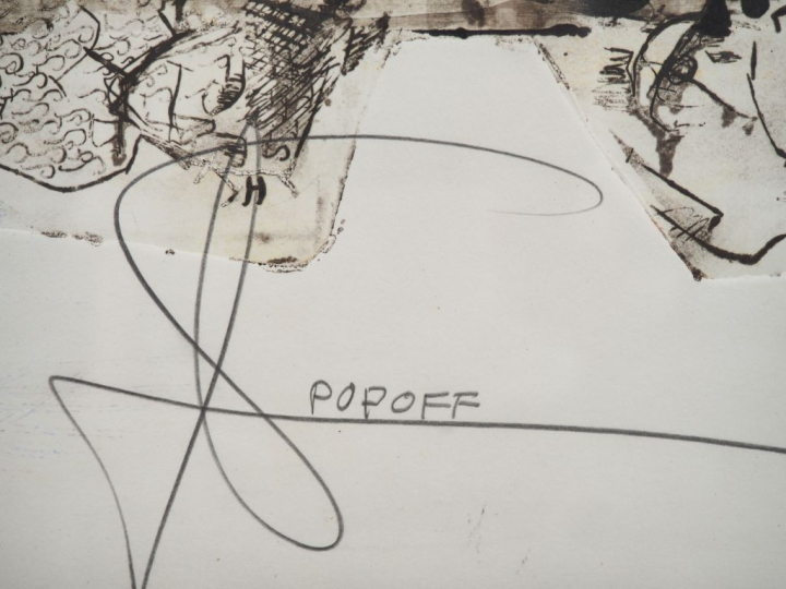 POPOFF. "L'homme brun". Technique mixte, signée en bas à droite, titré