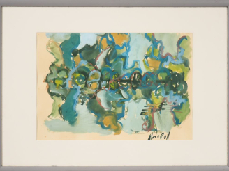 Vente aux enchères Alain ROTH. "Composition". Gouache sur papier, signée en bas à droite.