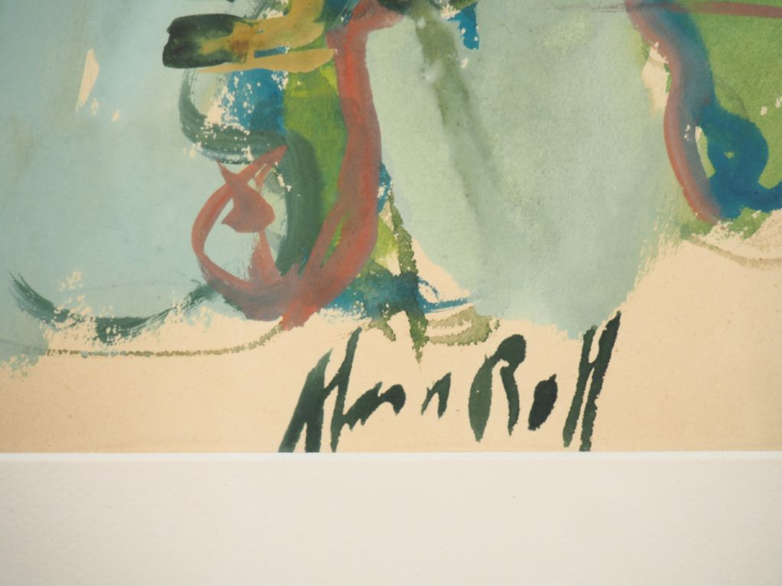 Alain ROTH. "Composition". Gouache sur papier, signée en bas à droite.