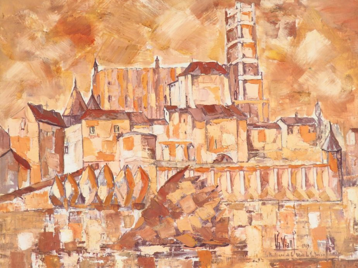 Christian VIALLE. "La basilique et le palais de la Berbie" Huile sur t