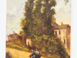 Vente aux enchères Ecole française fin XIXème - début XXème. "le retour des lavandières".