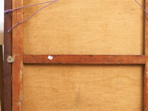 Ecole française XXème. "Intérieur". Huile sur toile. Dim. 99 x 75 cm.