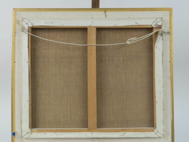 Ecole française XXème. "Paysage montagneux". Huile sur toile, monogram