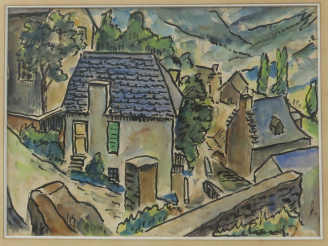 Vente aux enchères Ecole toulousaine XXème. "Vue de la Basilique Saint  Sernin" et "villa