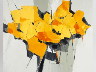 Vente aux enchères Ecole française contemporaine. "Jardin de fleurs". Huile sur toile, ti