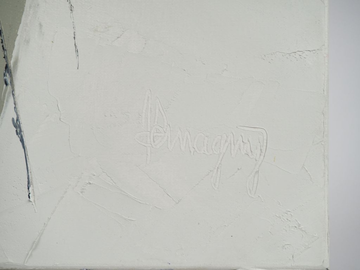 Ecole française contemporaine. "Jardin de fleurs". Huile sur toile, ti