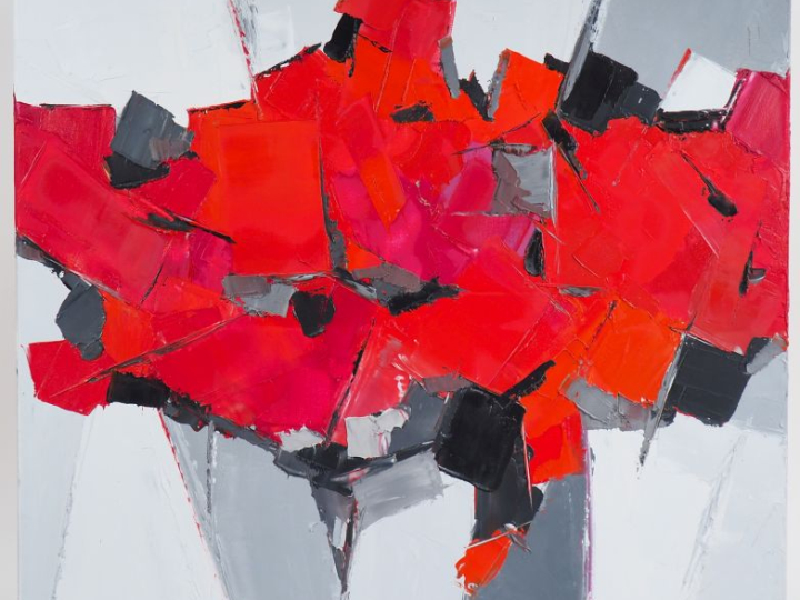 Ecole française contemporaine. "Joie de vivre". Huile sur toile, titré