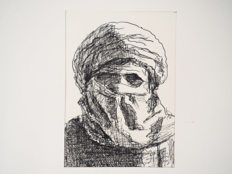 Vente aux enchères Ecole orientaliste XXème. "Portrait de Touareg". Dessin, signé sur la 