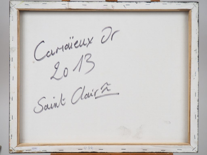 SAINT-CLAIR. "Camaïeux or". Huile sur toile, signée en bas à droite. D