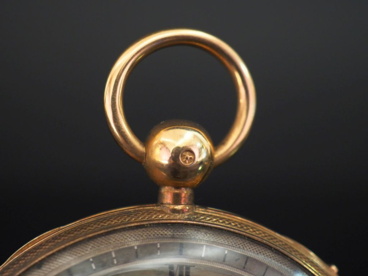 Montre de gousset en or jaune 750. Cadran à chiffres romains pour les 