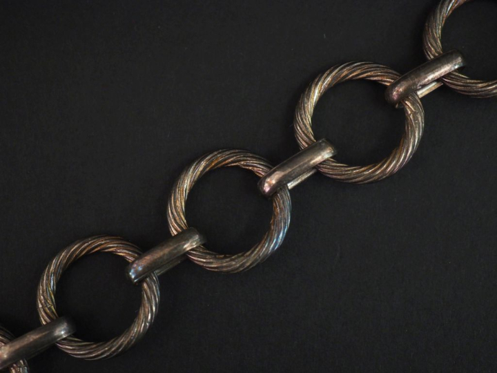 Bracelet articulé en argent 925, maille jaseron.  Le maillon rond, à d