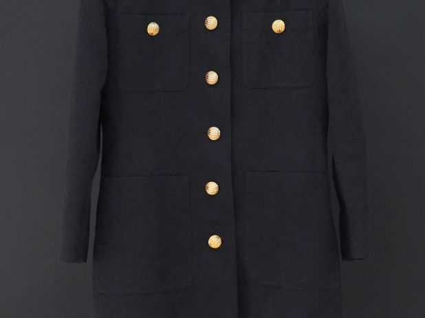 YVES SAINT LAURENT  Tailleur jupe noir en coton (98%) et polyamide (8%