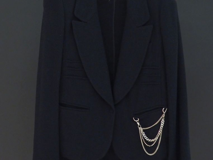 SONIA RYKIEL,  Ensemble de tailleur noir en laine (91%) et polyamide (