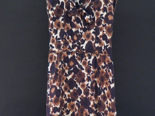 TARA JARMON,  Robe en soie (100%), à imprimé dans les tons bruns, marr