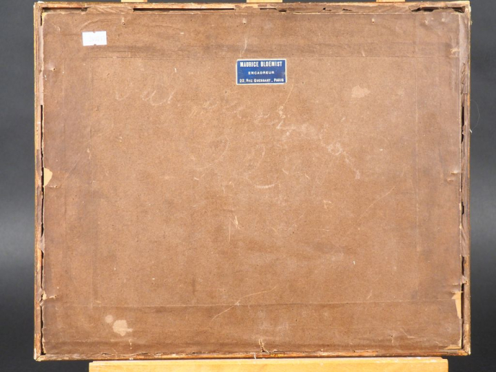 Ecole française XVIIIème. "Etudes de personnages". Sanguine, porte une