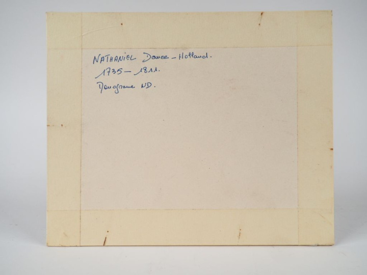 Ecole française XIXème. "Puttis enlacés". Dessin monogrammé "ND" en ba