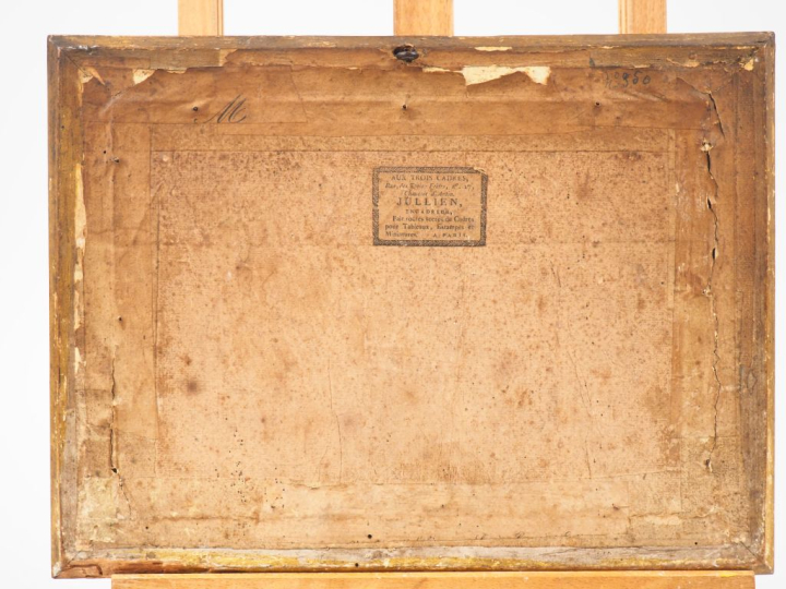 Ecole française XIXème. "Pêcheurs près d'un village". Aquarelle. Dim. 