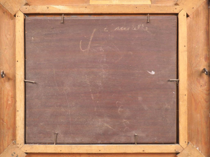 VERSCHUUR. "Le clairon". Huile sur papier. Dim. 33 x 39 cm.