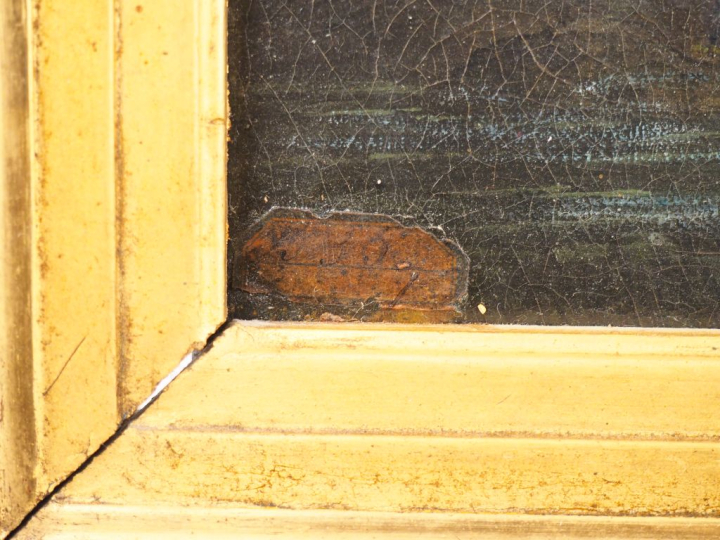 Simon Mathurin LANTARA. (attribué à). "Paysage animé au clair de lune"