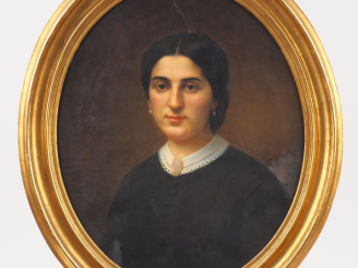 Vente aux enchères Ecole française XIXème. "Portrait de jeunes époux". Paire d'huiles sur