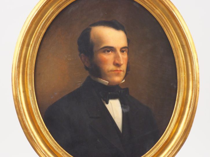 Ecole française XIXème. "Portrait de jeunes époux". Paire d'huiles sur