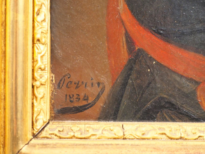 PERRIN. "Portraits". Paire d'huiles sur toile signées en bas à droite 